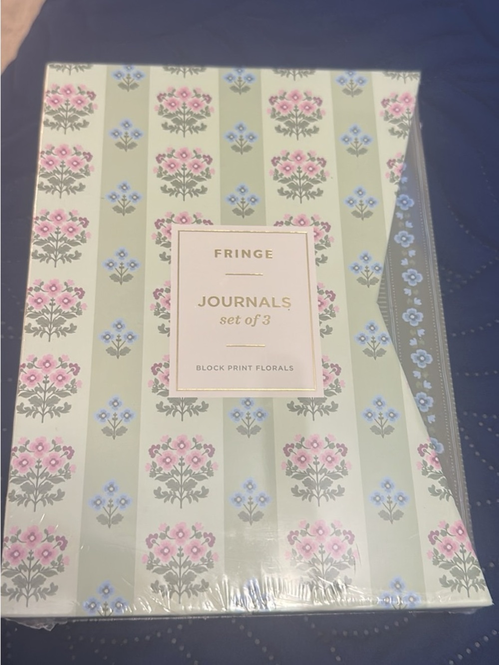 Fringe Studio Floral Journals Set of 3 - Pink and Blue on Cream